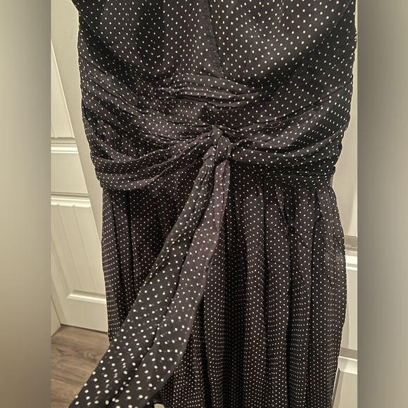 100% Silk Black and white polka dot midi dress - Picture 3 of 7